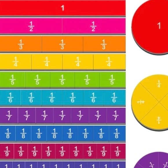 New math tools for kids!!! 175 Pcs Magnetic Rainbow Fraction Tiles - Picture 2 of 3